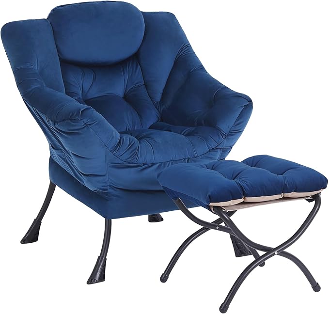 Lazy Chair with Ottoman, Modern Accent Chair Lounge Leisure Sofa Chair with - Image 8