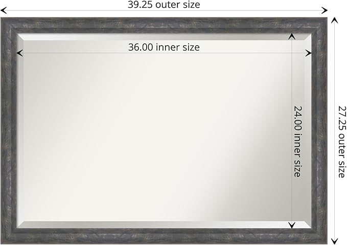 Amanti Art Grey Wall Mirror 27x39 Angled Metallic Rainbow Rectangle Bathroom - Image 4