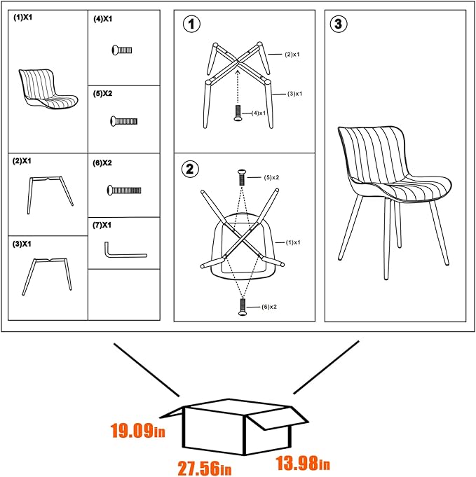 YOUNUOKE Mid-Century Modern Dining Chairs Set of 2, Armless Accent Chair - Image 8