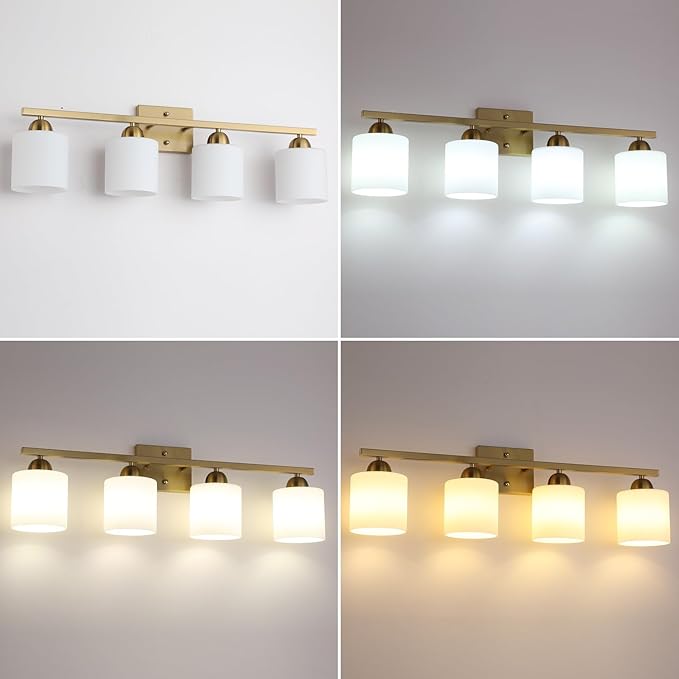 Stainless Steel Milk Glass Vanity Lights - Image 4