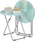 TV Tray Round Table, Small Foldable Table, Portable Dinner Table by Fleecy+day