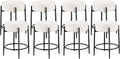 Dining Room Chairs Set of 8, 23.6" Sherpa Backless White Boucle Dining Chair by Viroformo