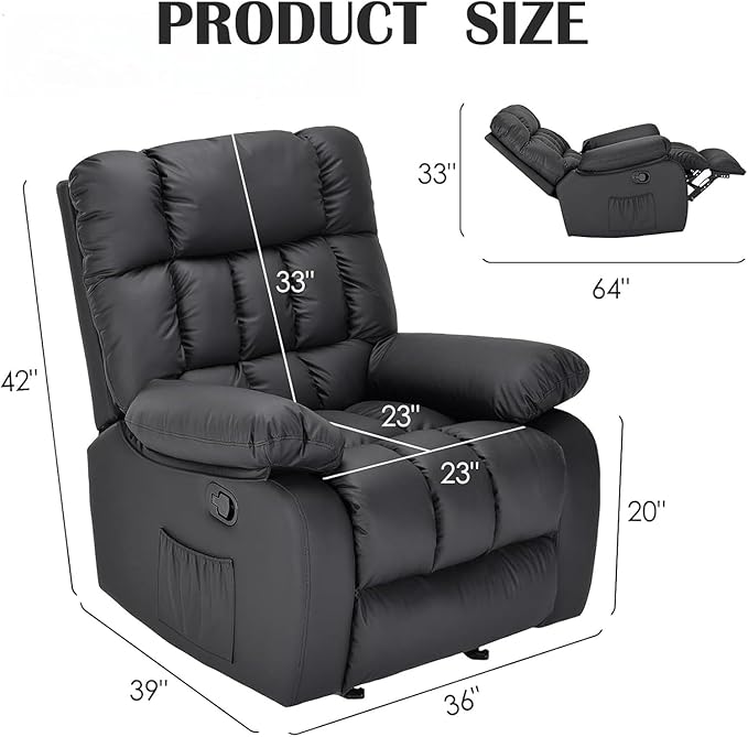 Oversized Recliner Chair, Leather Adjustable Recliner - Image 2