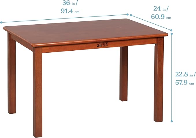 ECR4Kids 24in x 36in Rectangular Hardwood Table and Chair Set, 12in Seat Height - Image 2