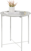 VECELO Side/End Table, Folding Round Metal Anti-Rust and Waterproof Outdoor or by VECELO