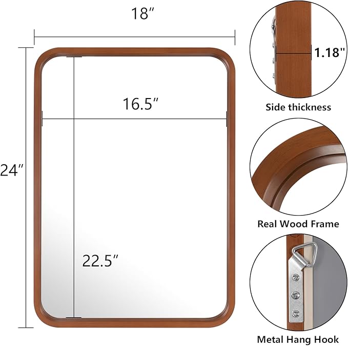 WallBeyond 18x24 Inch Wood Mirror - Image 5