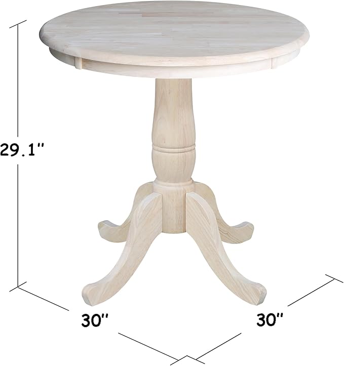 International Concepts 30" Round Top Pedestal Dining Table Solid Real Wood - Image 2
