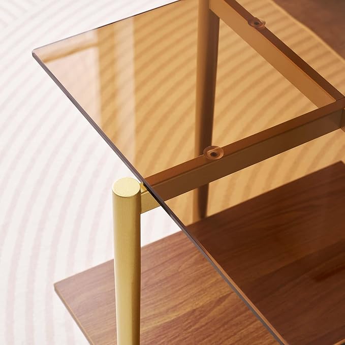 Glass End Table, Mid-Century Modern Design Sofa Table, L41 x W21 x H17 - Image 6