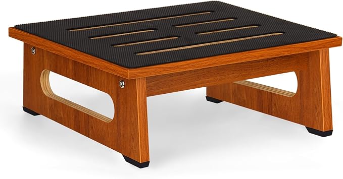 Wooden Step Stool with Non-Slip Rubber Feet Step, Heavy Duty Platform Stepping by Natree