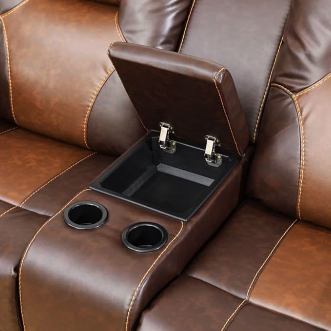 Manual Breathing Leather Recliner Sofa, Leather Recliner Couch, Comfortable - Image 5