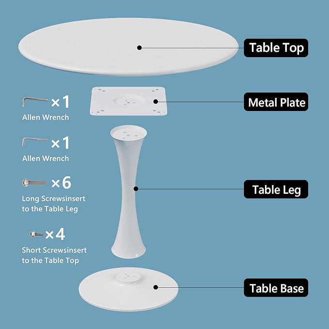 White Round Dining Table for 2 Person, 24 Inch Small Tulip Table - Image 6
