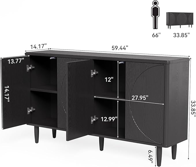 LITTLE TREE 59-Inch Buffet Cabinet Sideboard - Image 3
