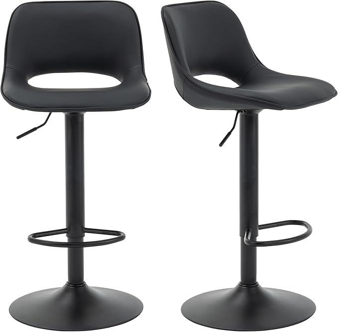 YOUNIKE Black Bar Stools Set of 2 Compact Modern Swivel Barstools, Adjustable - Image 9