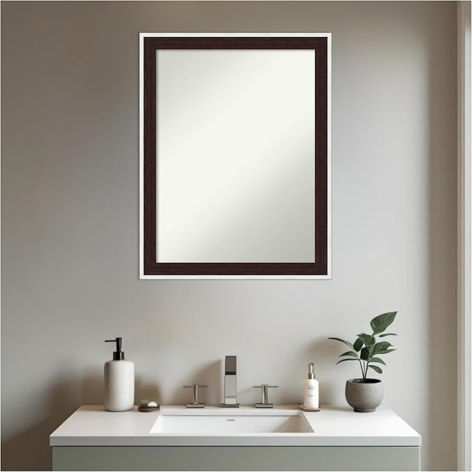 Amanti Art Bathroom Mirror for Over Sink, 27x21 Maya Espresso Silver Rectangle - Image 4