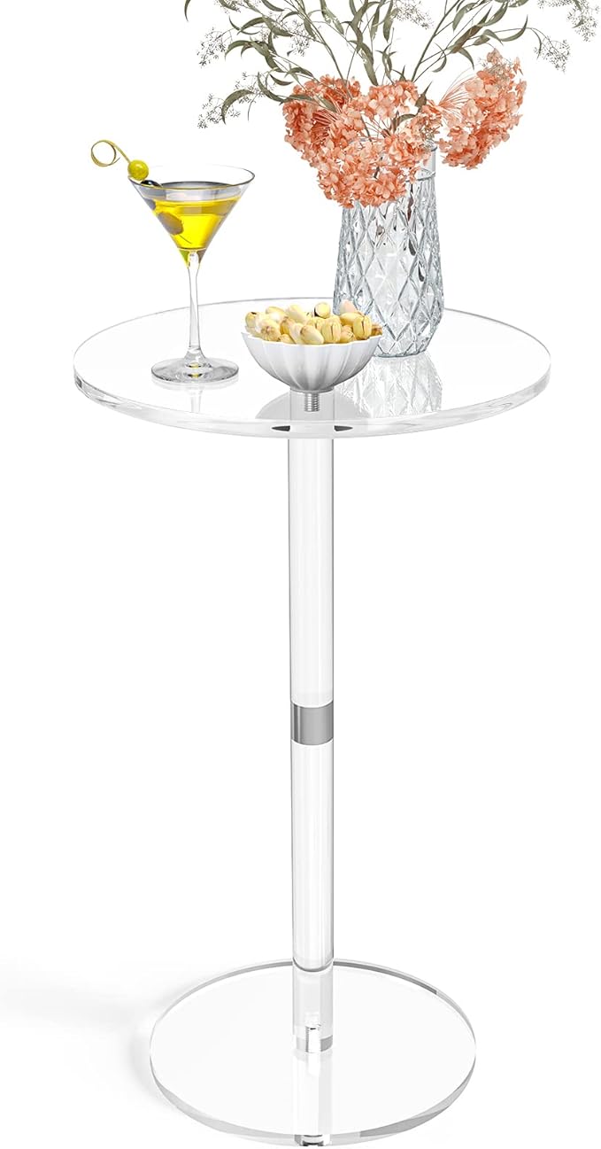 Acrylic End Table, 11.8" Round Modern Drink Table by PEKVIZK