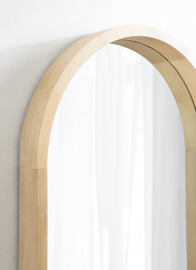 Kate and Laurel Hutton Farmhouse Wood Arched Mirror; 20 x 30; Natural Wood; - Image 7