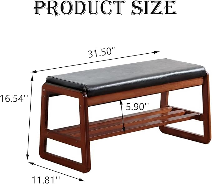 latifolia Solid Wood Bench, Entryway Shoe Bench - Image 2