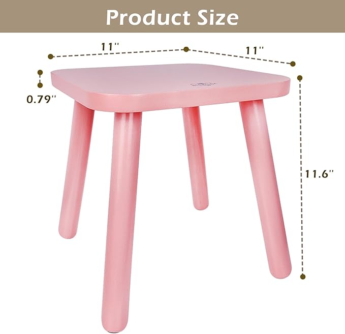 BEE&OAK Wooden Step Stools for Adults, Solid Rubber Wood Non-Slip Step Foot - Image 2