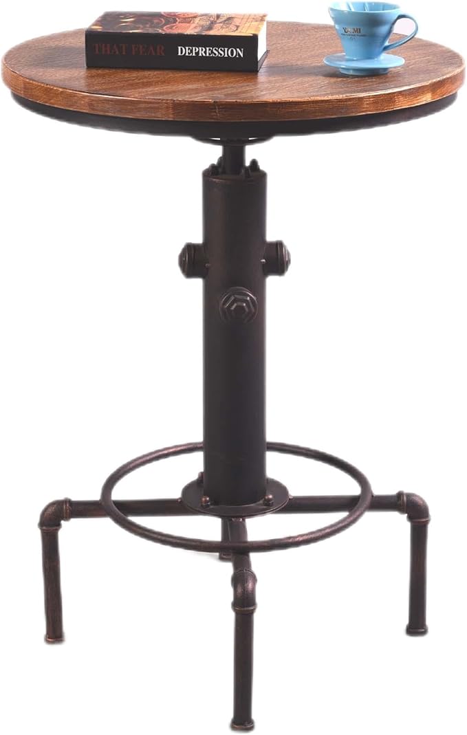 Topower Industrial Bar Table 31.5-41.3" Adjustable Pub Table Kitchen Dining - Image 7