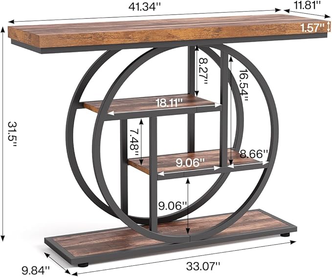 LITTLE TREE Console Table, 4-Tier Entryway Table, 41.3-Inch Industrial Sofa - Image 2