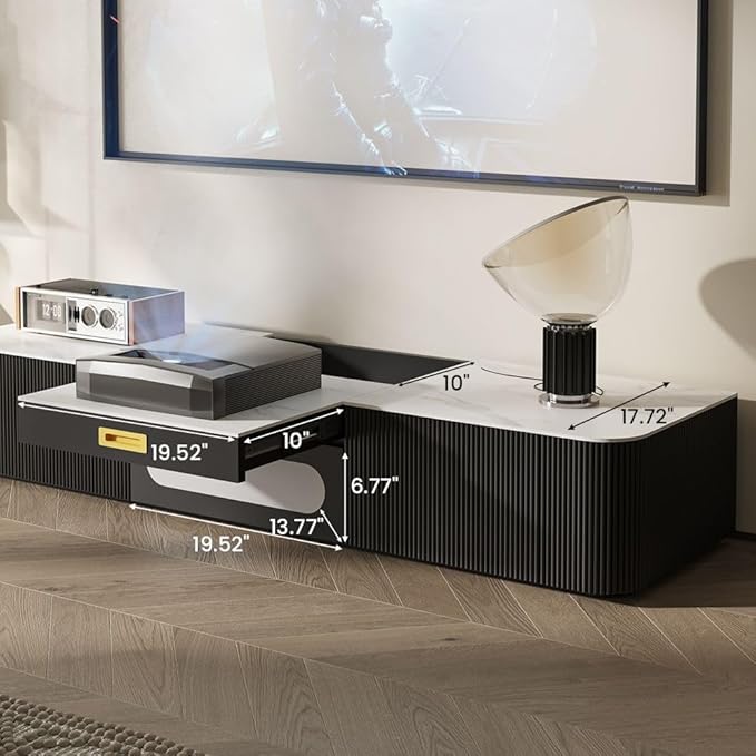 POVISON Modern TV Stand for Projector, Sintered Stone Entertainment Center - Image 5