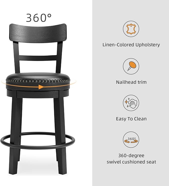 Signature Design by Ashley Valebeck Faux Leather Pub Height Swivel Barstool - Image 6