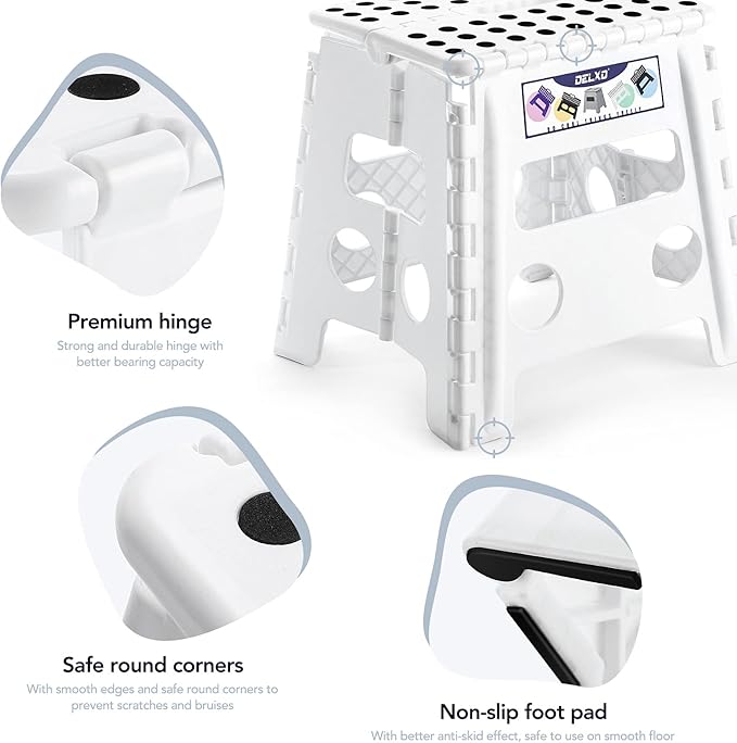 Delxo 13" Folding Step Stool, Non-Slip Foldable Step Stools - Image 3
