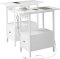 LIDYUK End Table with Charging Station, Narrow Side Table with Drawer and USB by LIDYUK