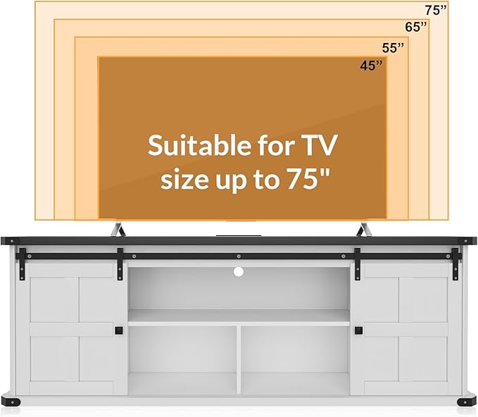 GAOMON 70" Farmhouse TV Stand for 80/75/70 Inch TVs, Entertainment Center - Image 4