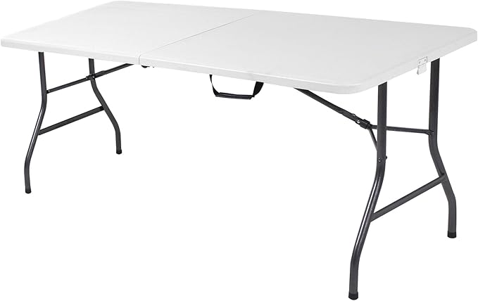 Cosco 6ft Fold-in-Half Blow Molded Folding Table, Indoor/Outdoor, Comfort Handle by CoscoProducts