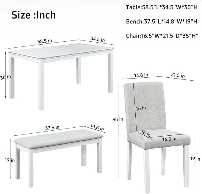 Dining Table Set, 6 Piece Counter Height Dinner Set - Image 3