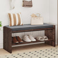 BON AUGURE Entryway Bench with Shoe Storage, 2-Tier Shoe Rack Bench with Cushion by BONAUGURE