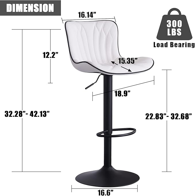 YOUNIKE White Bar Stools Set of 6 Modern Swivel Counter Height Bar Chair - Image 2
