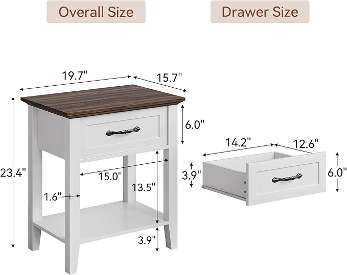 IDEALHOUSE Nightstands Set of 2, End Table - Image 3
