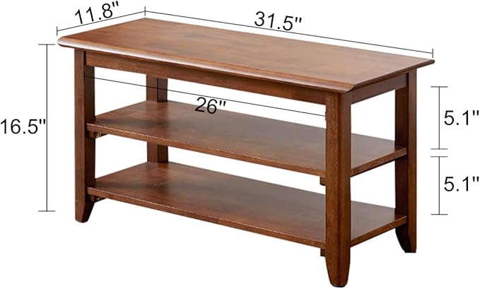 XKZG Storage Bench Wooden Shoe Rack Bench Rustic Solid Wood Entryway Bench - Image 2