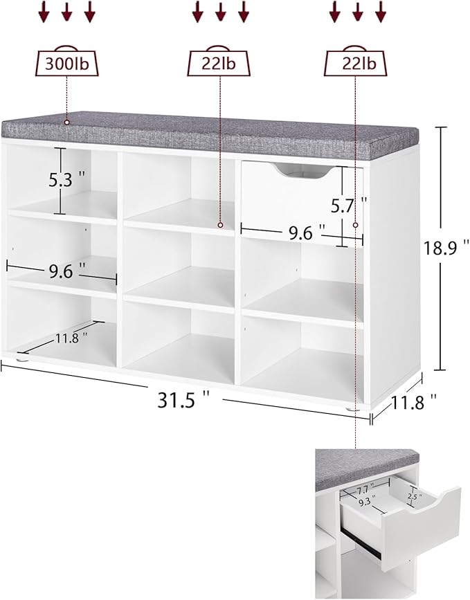 DINZI LVJ Shoe Bench, Entryway Storage Bench - Image 3