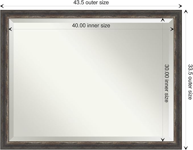 Amanti Art Brown Wall Mirror 34x44 Bark Rustic Char Narrow Rectangle Bathroom - Image 4