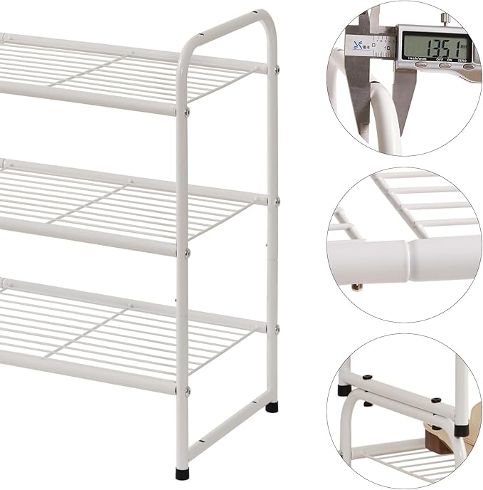 YMYNY Freestanding Shoe Racks, 3 Tiers Stackable & Adjustable Shoe Storage Shelf - Image 7