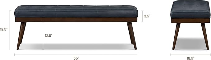 POLY & BARK 55" Tufted Leather Bed Bench - Image 2