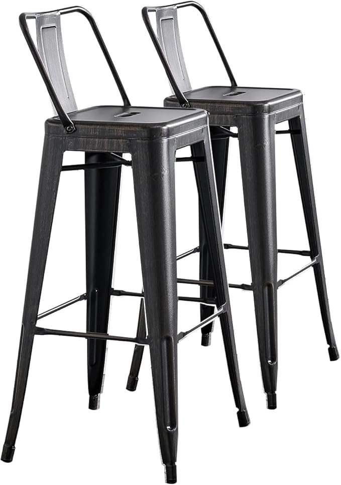 AC Pacific Modern 30” Metal Barstool Set of 2 – Country Rustic Style by ACPacific