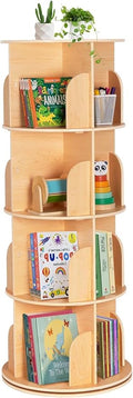 Rotating Bookshelf Kids, 360 Display 4 Tier Spinning Bookshelf Tower Stackable by Unknown
