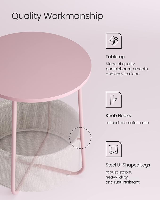 VASAGLE Small Round Side End Table, Modern Nightstand - Image 5
