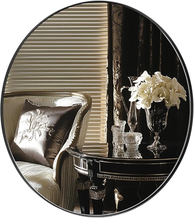 ANDY STAR Round Wall Mirror for Bathroom, 30 Inch Black Circle Mirror Modern by ANDYSTAR