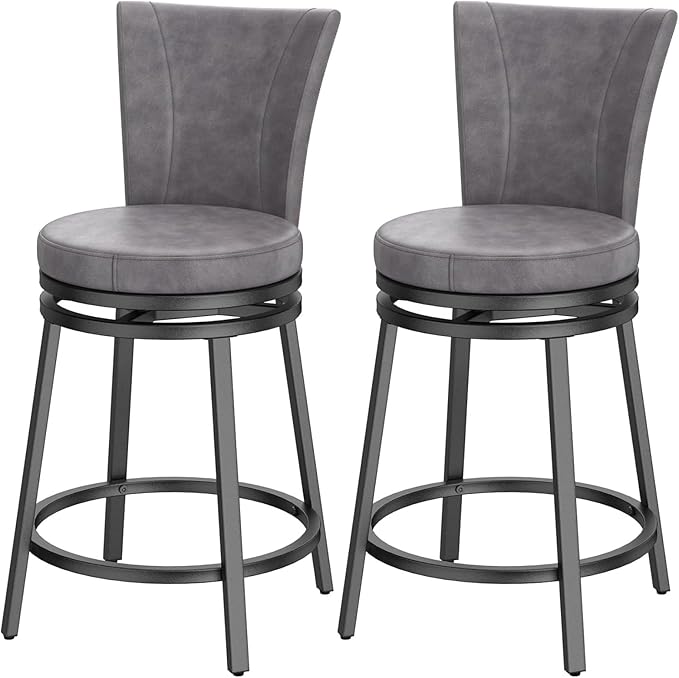 Bar Stools Set of 2, Counter Height Swivel Bar Chair by FLYZC