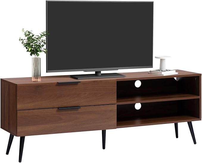HollyHOME Wood TV Stand for TVs up to 65", Mid Century TV Stand by HollyHOME