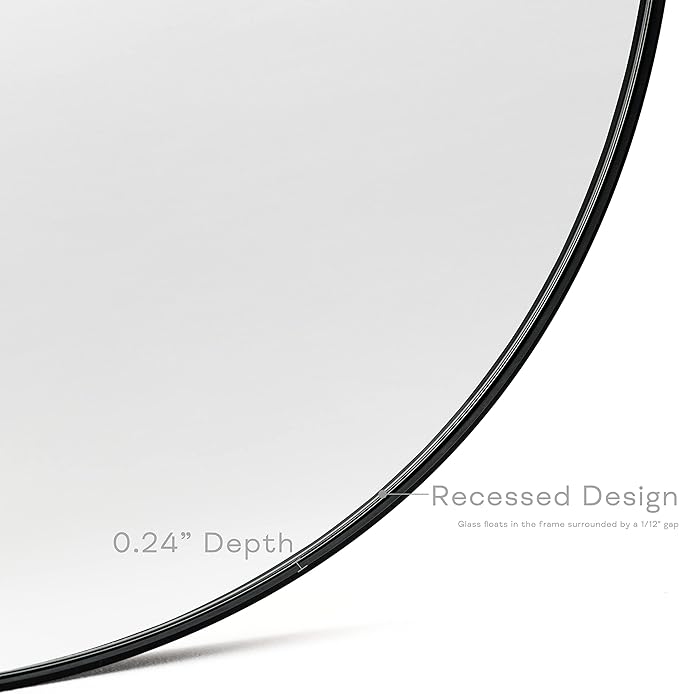 Black Round Mirror, 30 Inch Round Bathroom Mirror - Image 2