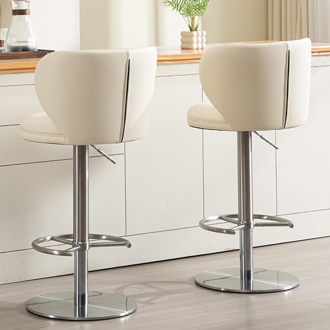 Black Titanium Stainless Steel Bar Stools, Grade Modern Leather Bar Chair - Image 4