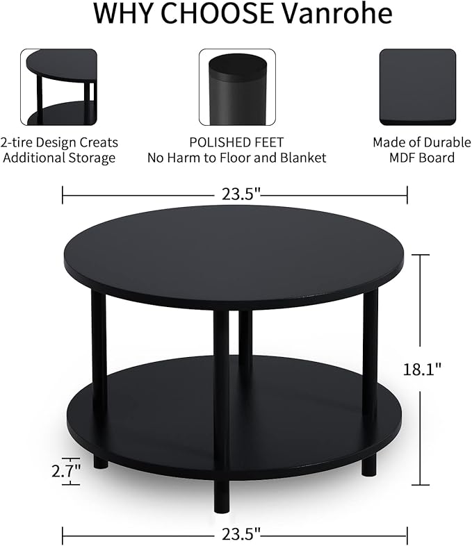 Small Round Coffee Table with Open Storage - Image 3