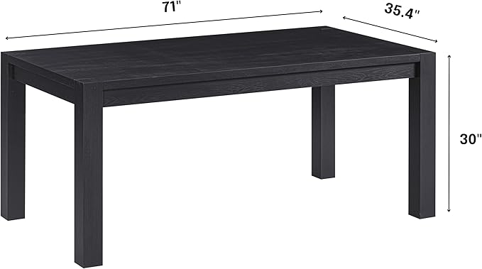 NTC Block 71 Inch Modern Farmhouse Dining Table, Rectangular Dinner Table - Image 2