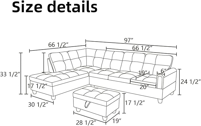 L Shaped Sectional Couches for Living Room, Modern Modular Sectional Sofa - Image 2